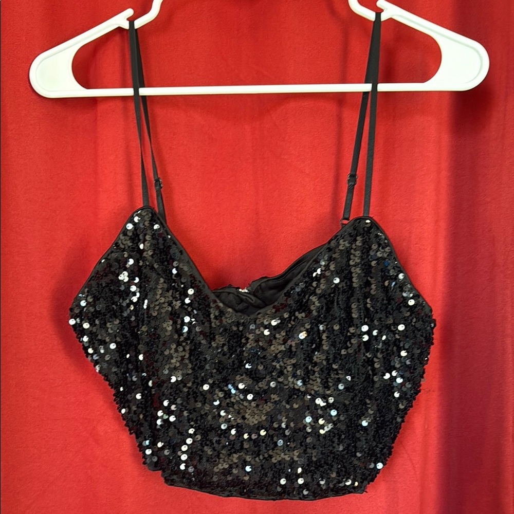 Black Sequin Women's Top
